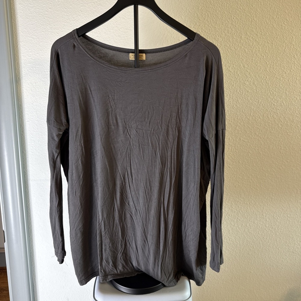 Piko 1988 Women's Long Sleeve Casual Top Gray Size XL